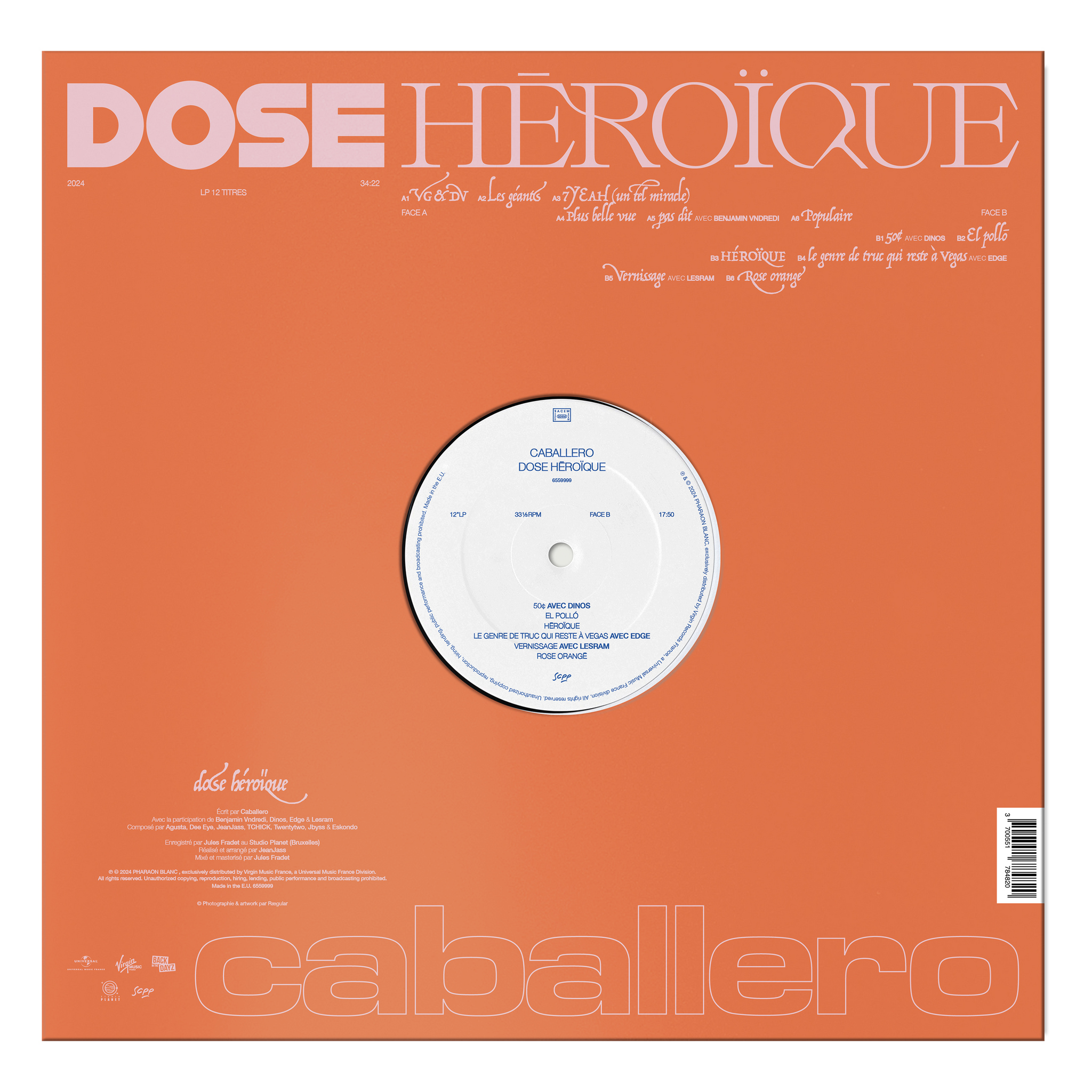 CABALLERO - DOSE HÉROÏQUE - PACK VINYLE NOIR + POSTER DÉDICACÉ