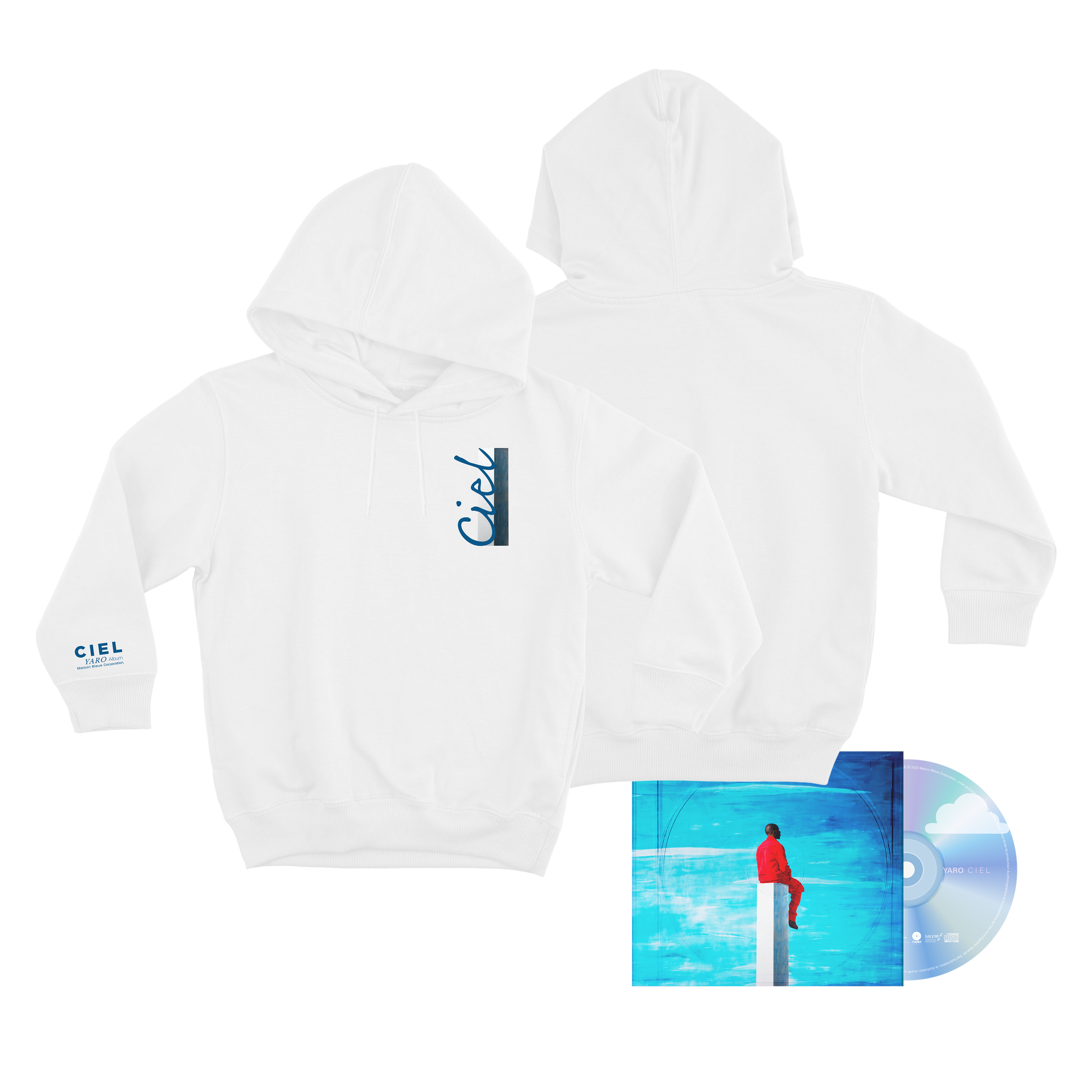 Yaro - Ciel - Pack CD Dédicacé + Hoodie Blanc