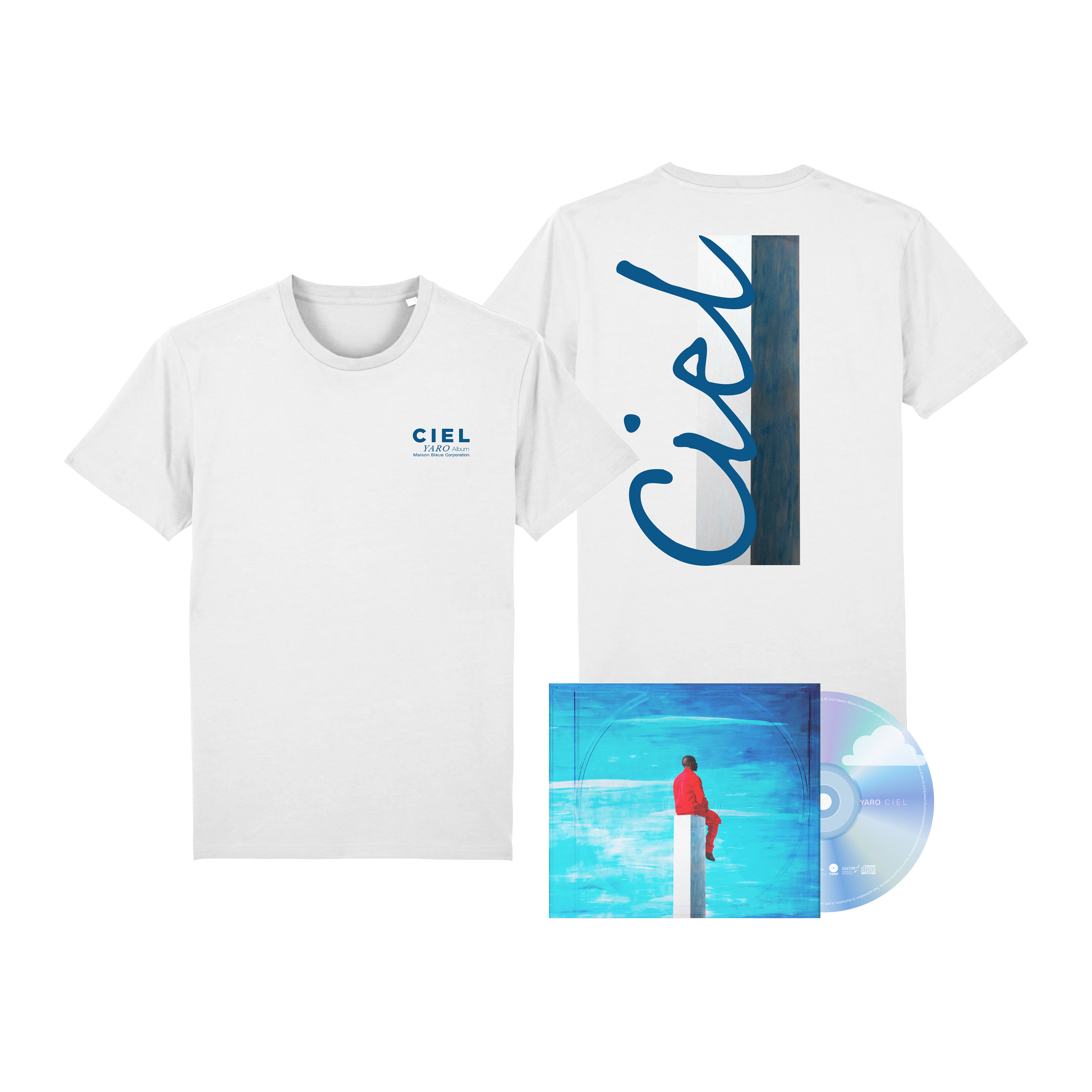 Yaro - Ciel - Pack CD Dédicacé + Tee-Shirt Blanc