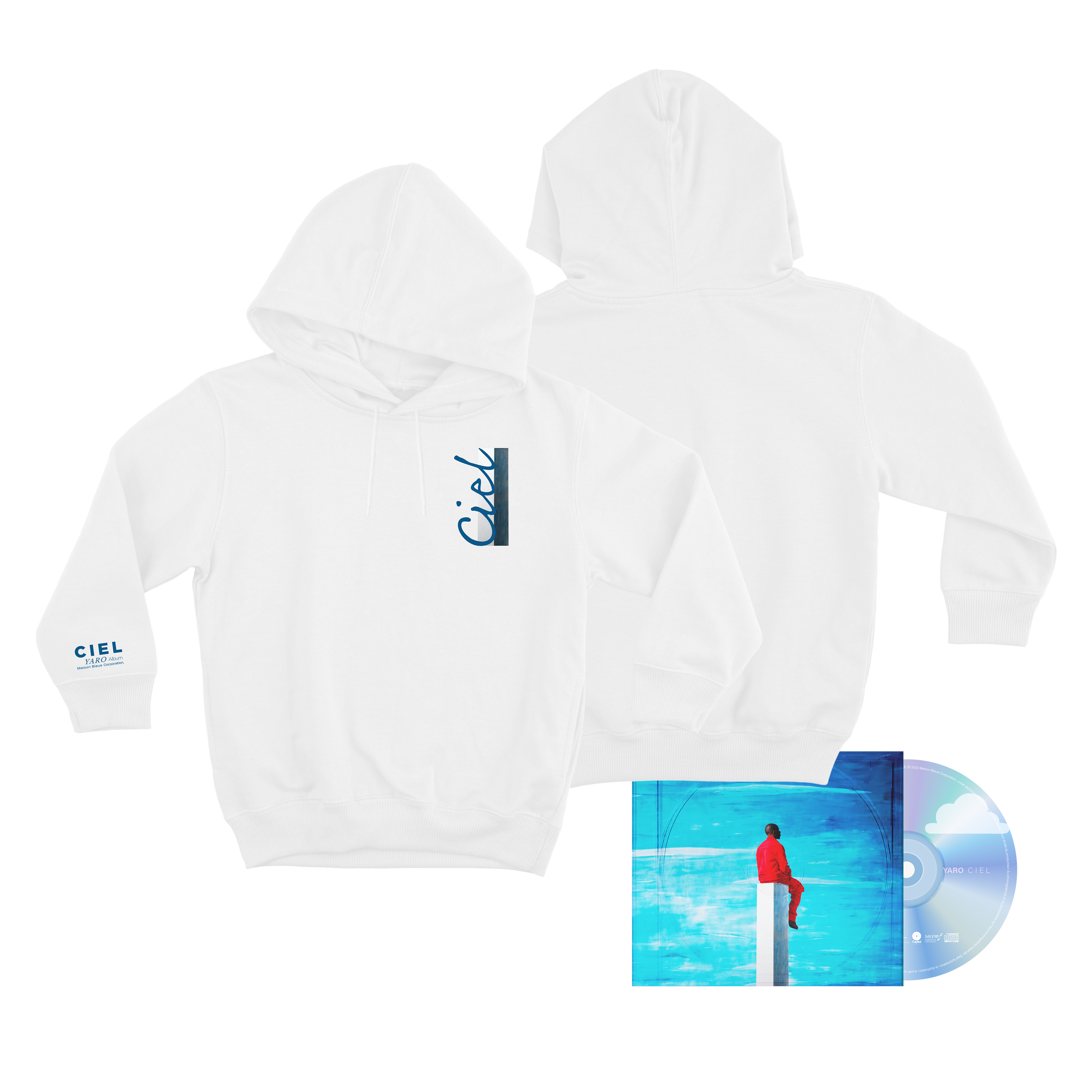 Yaro - Ciel - Pack CD Dédicacé + Hoodie Blanc