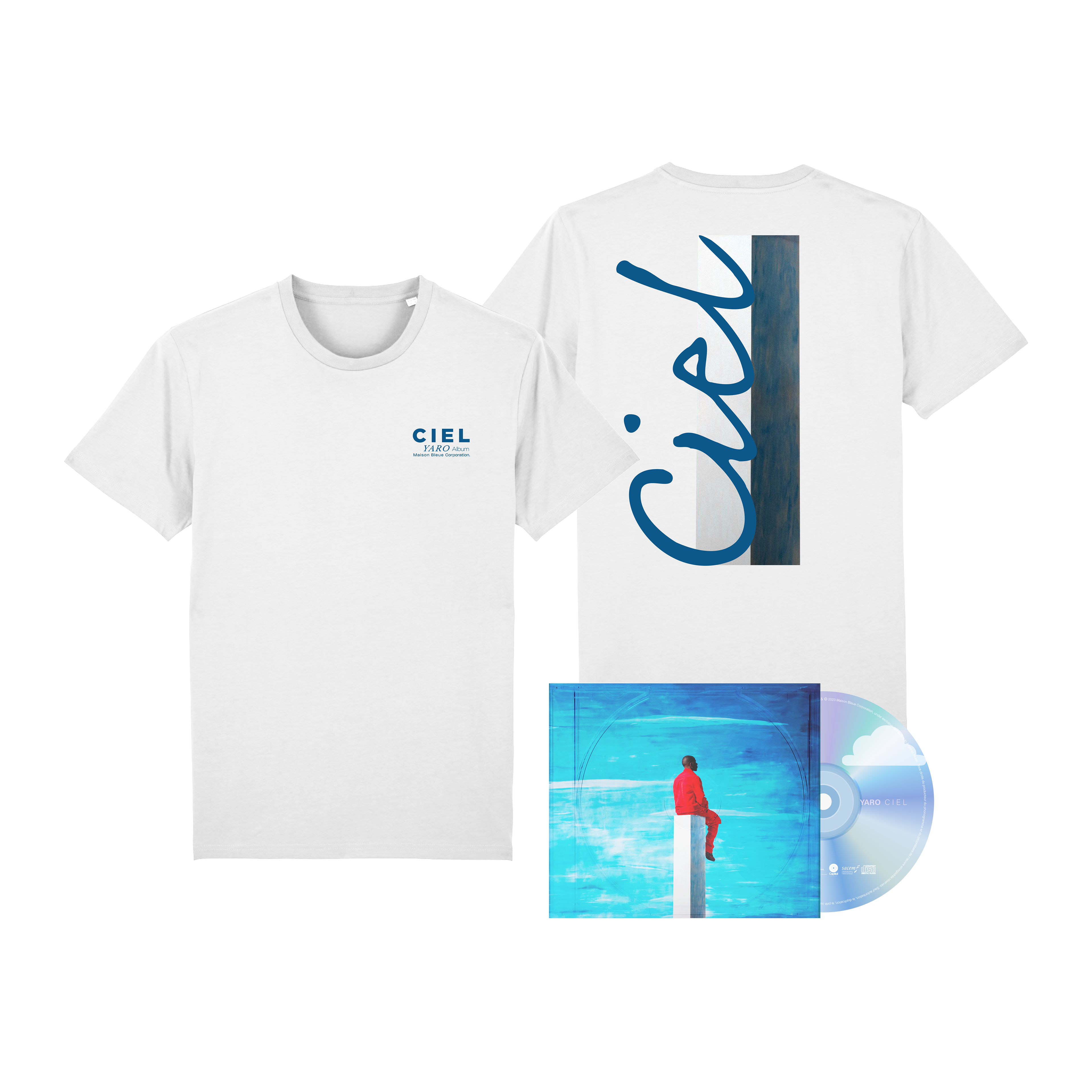 Yaro - Ciel - Pack CD Dédicacé + Tee-Shirt Blanc